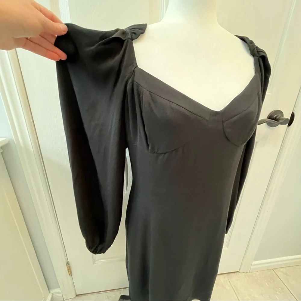 Wilfred Women’s Juliet Corset Novella Black Mini Dress Long Sleeve Ruching 14 - Picture 6 of 17